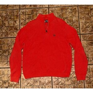 Chaps Men's Red 1/4 Zip Pullover Sweater Size L golf preppy old money‎ timeless